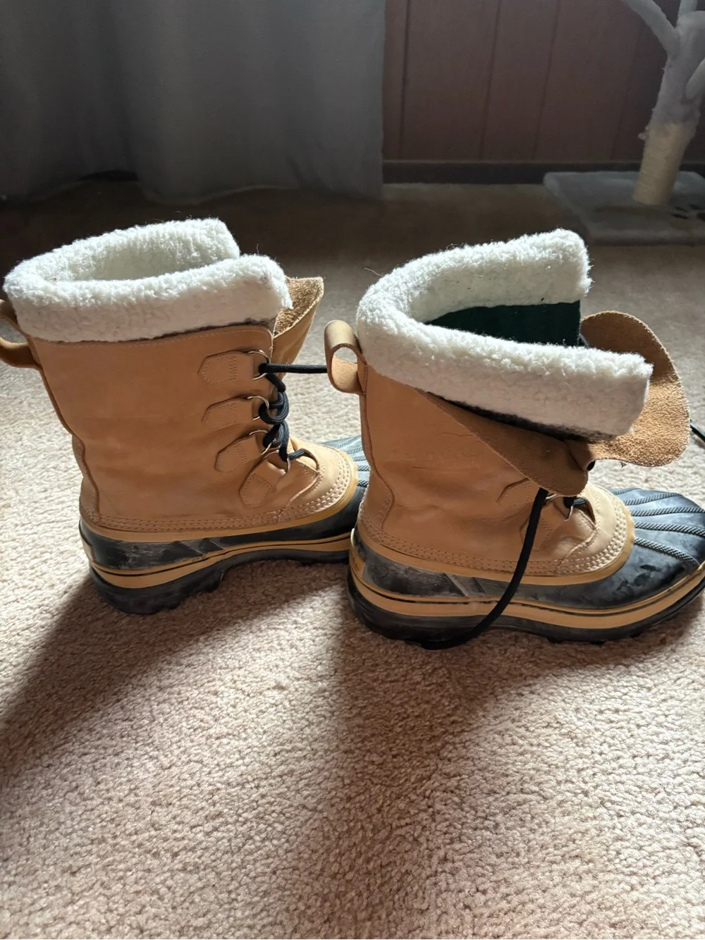 Sorel Tan and Black Winter Duck Boots